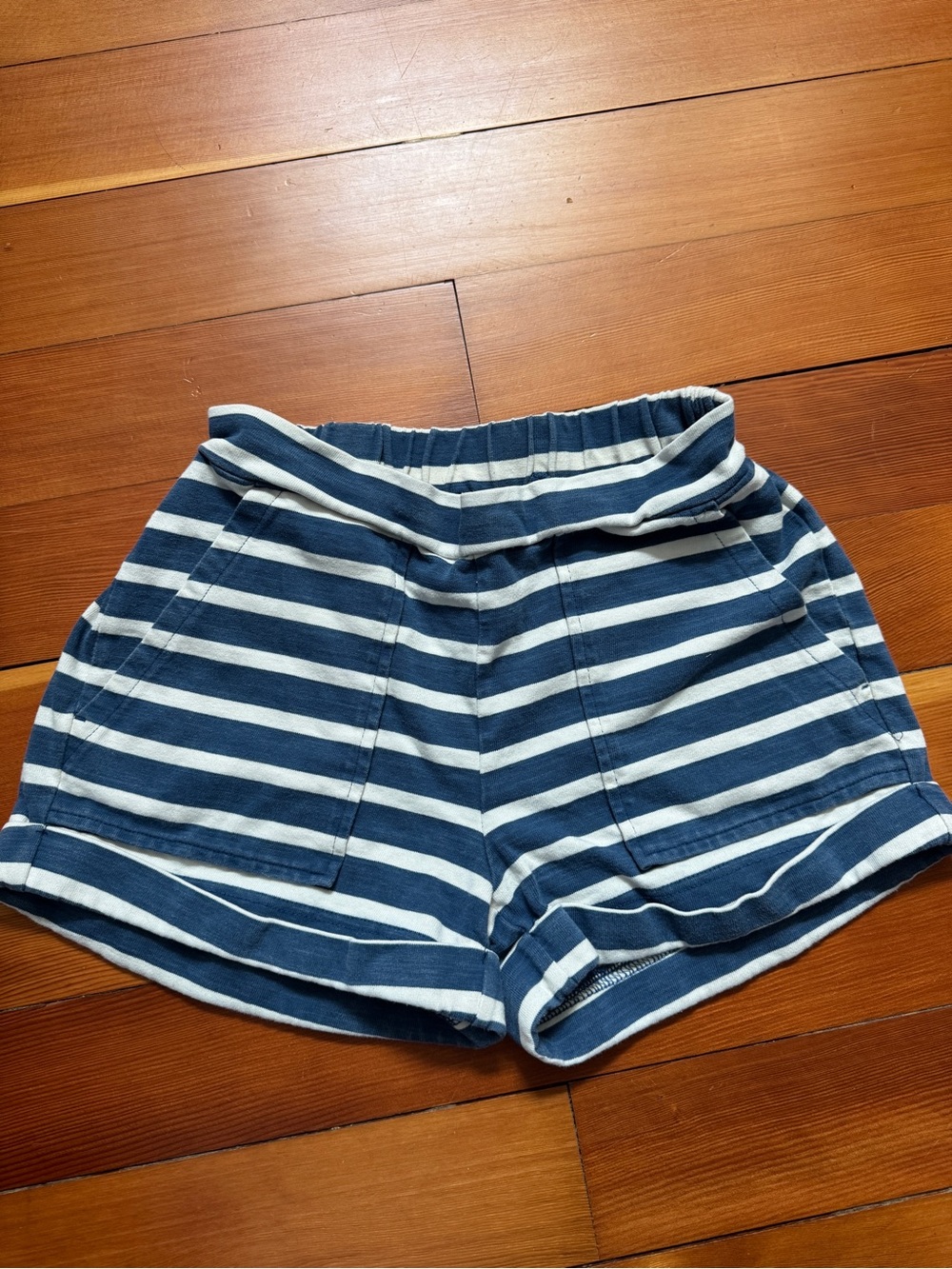 Striped Navy & White Shorts with Elastic Waist